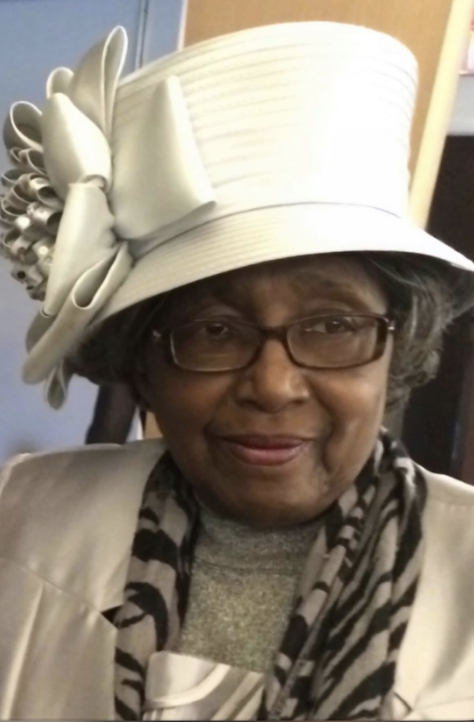 Minnie Linzy in her silver church hat